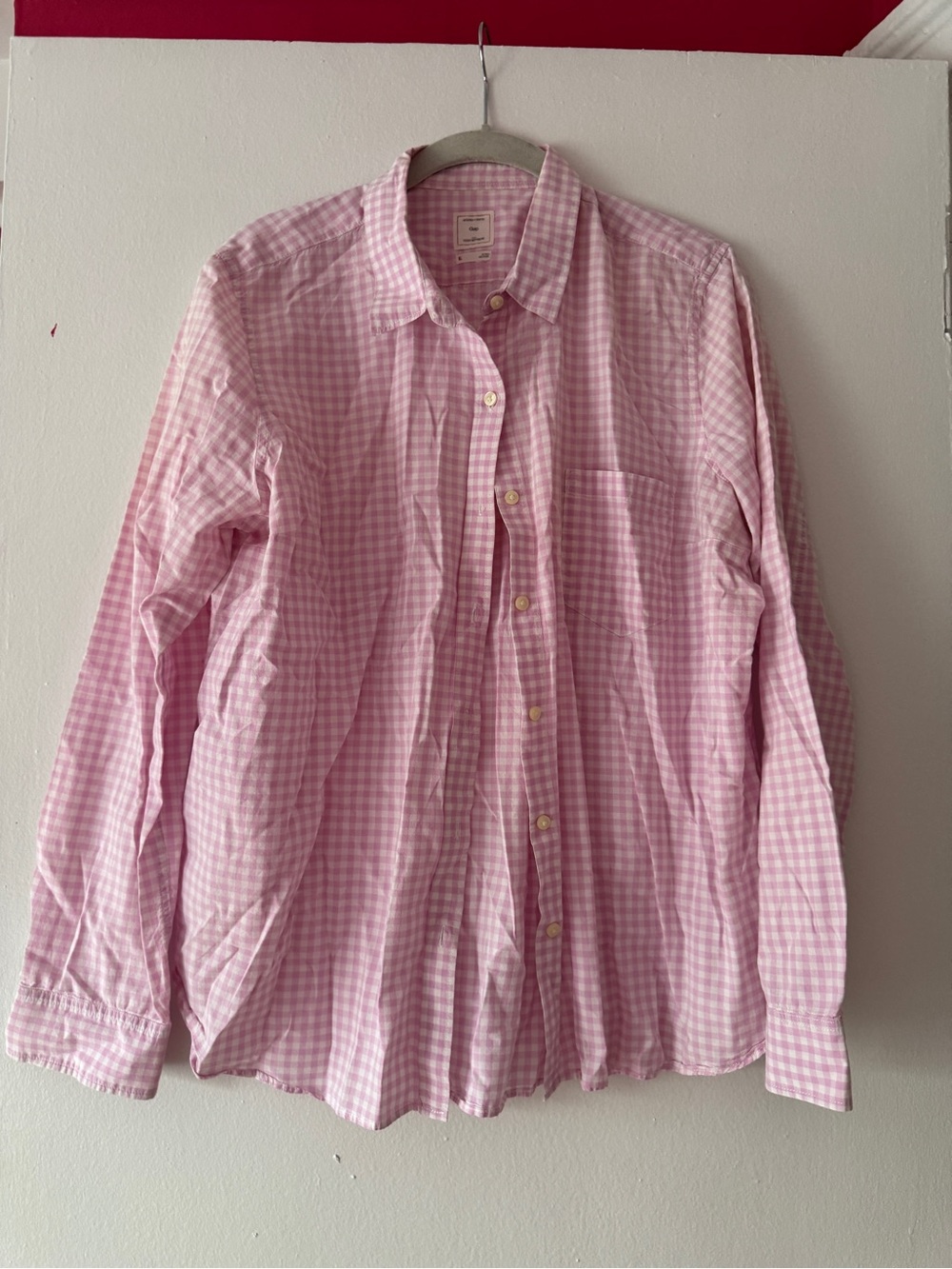 GAP Pink Gingham Button-Down Dress Shirt